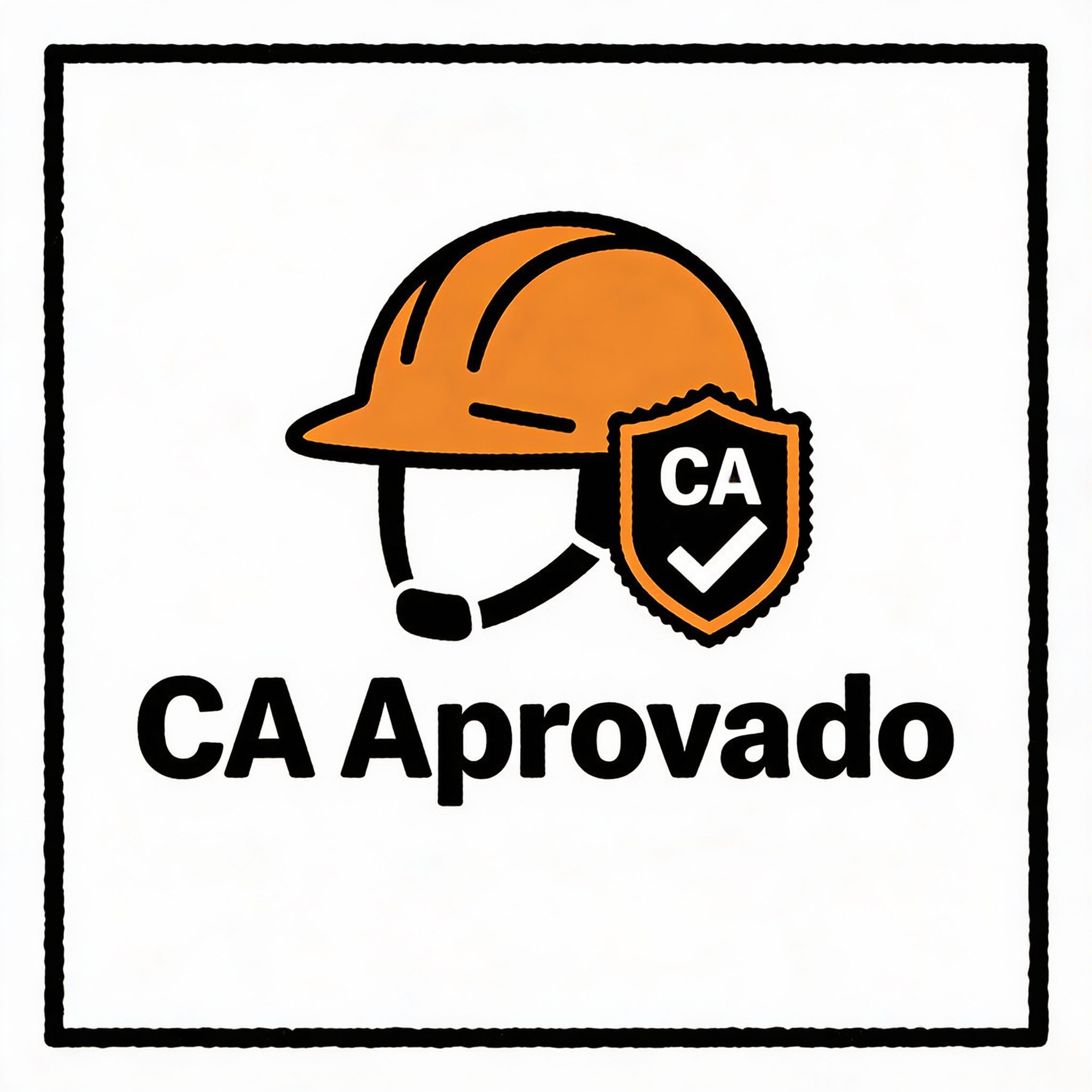 Exemplo de Selo de Certificado de Aprovação (CA) do Ministério do Trabalho em um capacete de segurança